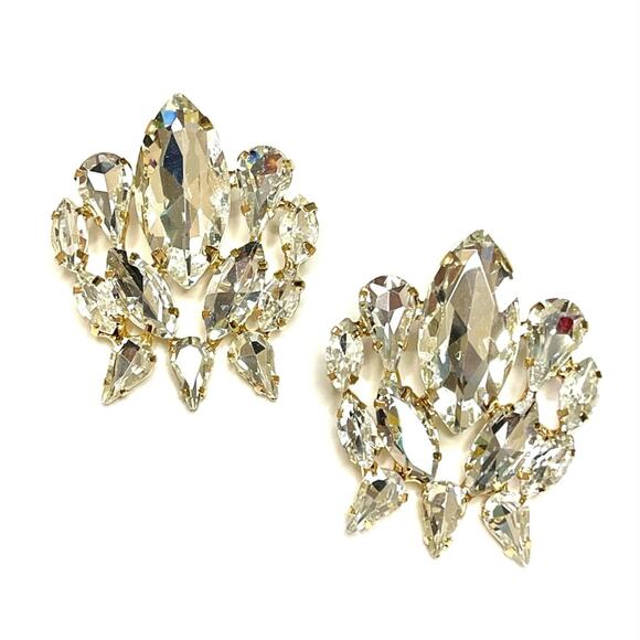 Chunky Statement Earrings Clear Silver Jewelry S26 - Picture 4 of 6